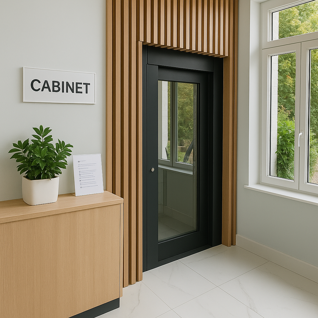 Ascenseur élévateur PMR ou EPMR installé dans un cabinet médical