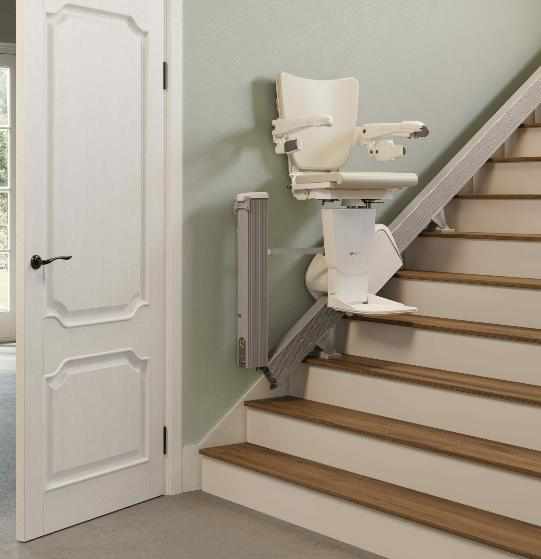 Rail escamotable sur un monte escalier droit