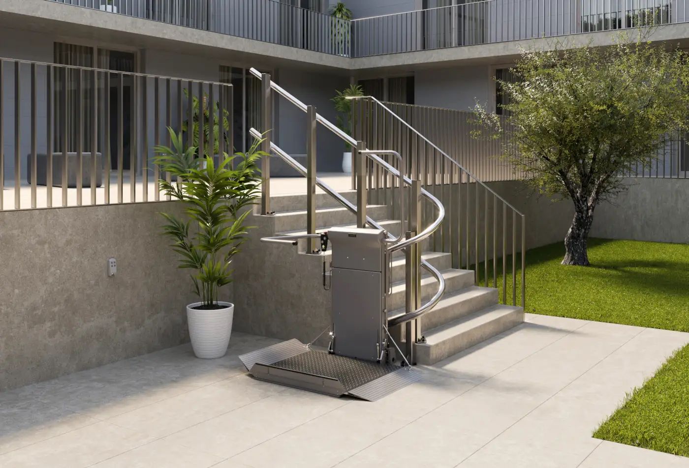 Plateforme élévatrice oblique extérieure