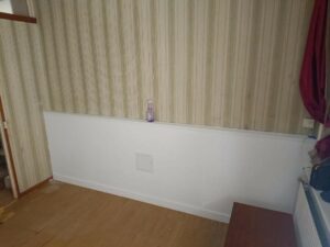 Cloison refaite après réaménagement salle de bains PMR Maing